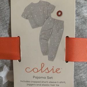 Target Colsie Grey & White Stars Pajama and Scrunchie SetNWT